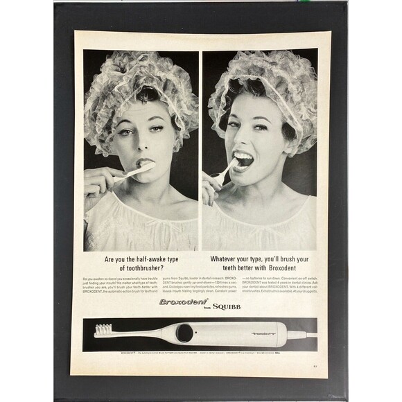 Squibb Broxodent Automatic toothbrush "Brush your teeth Better"Vtg Print Ad 1963 - Picture 3 of 3